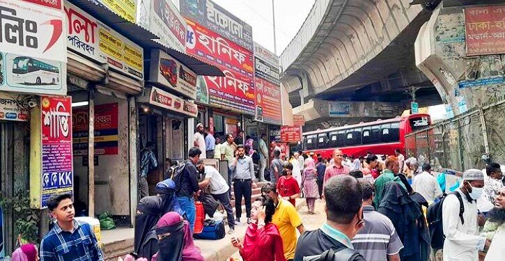 যাত্রাবাড়ী-সায়েদাবাদে আজও ঘরমুখো মানুষের ভিড়