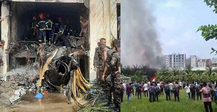 প্লেনের দুই পাখার আগুনে পুড়েছে শিশুদের দুই ক্লাসরুম