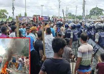 ফরিদপুরে থানা ও উপজেলা পরিষদে হামলা, অফিসার্স ক্লাবে আগুন