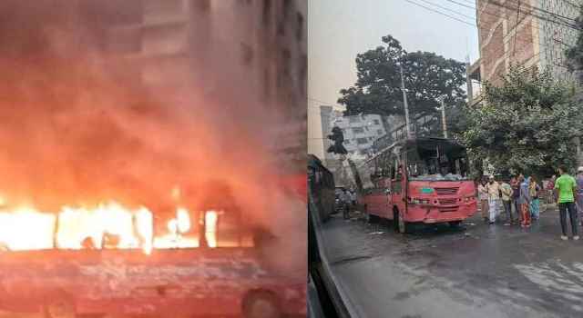 ঢাকায় হঠাৎ দুই বাসে আগুন