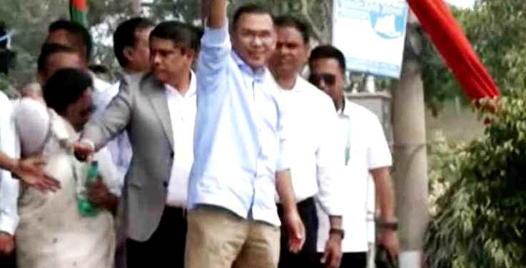 বরিশালে জনসভার মঞ্চে তারেক রহমান