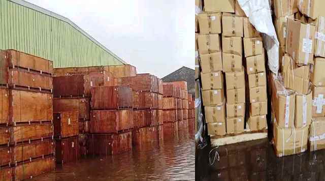 বেনাপোল বন্দরে বৃষ্টির পানিতে ভাসছে কোটি টাকার আমদানি পণ্য